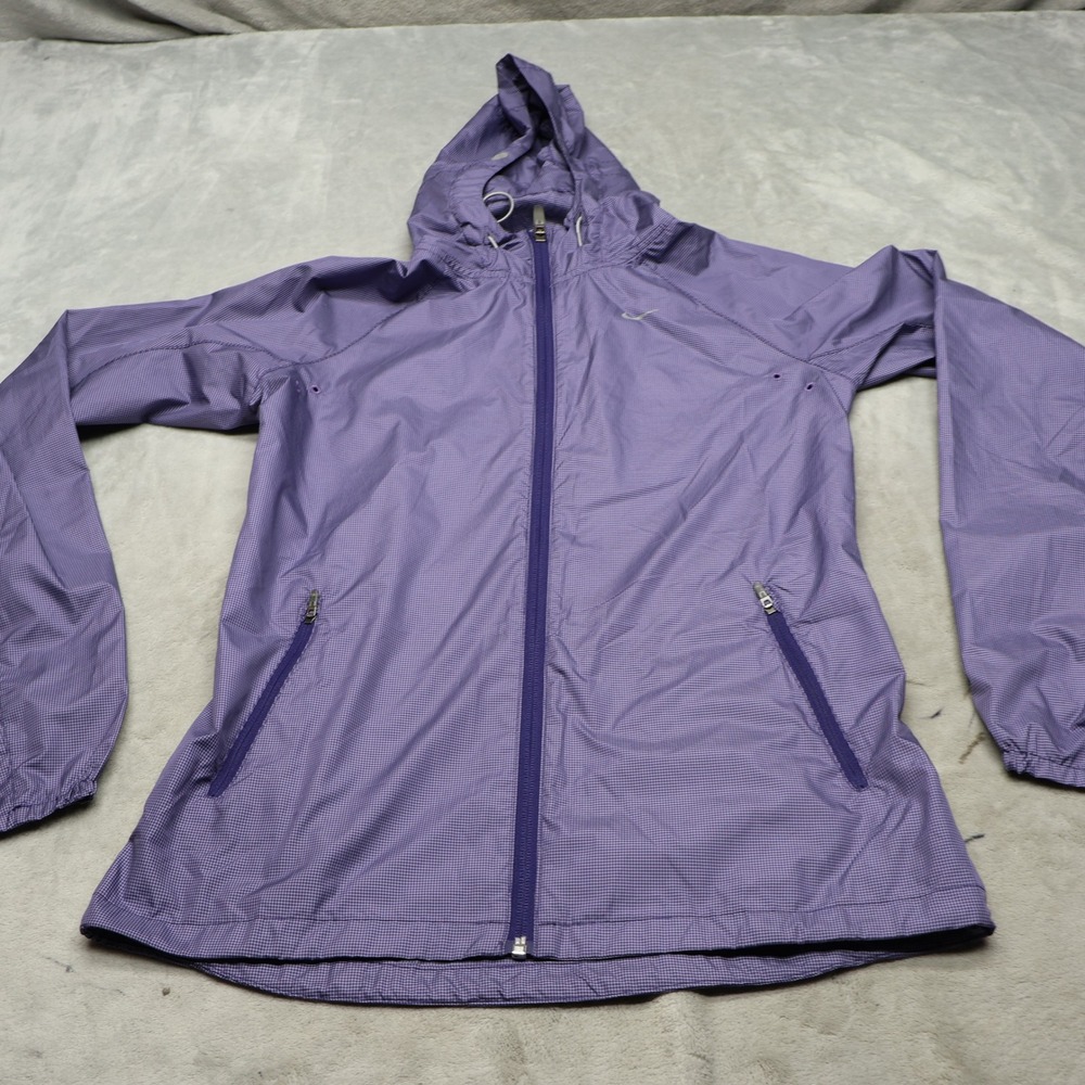 Nike Jacket Womens Small Blue Vapor Running Lightweight Hooded Rain Windbreaker